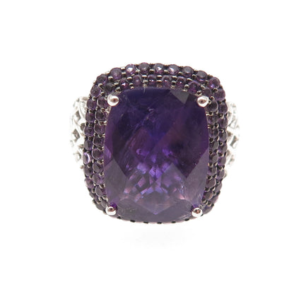 925 Sterling Silver Vintage Real Amethyst Ring Size 7.25