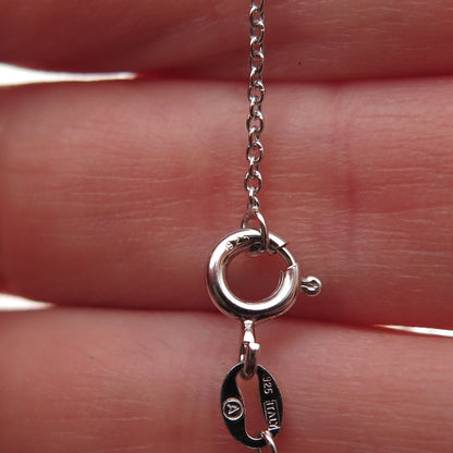 925 Sterling Silver Round-Cut C Z Double Heart Cable Chain Necklace 18"