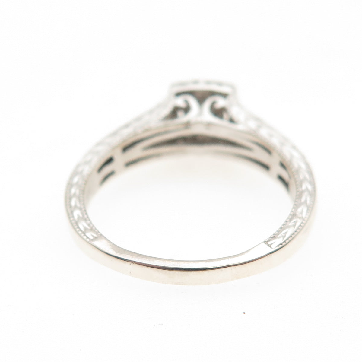 925 Sterling Silver Real Princess & Round-Cut Diamond Engagement Ring Size 9.25