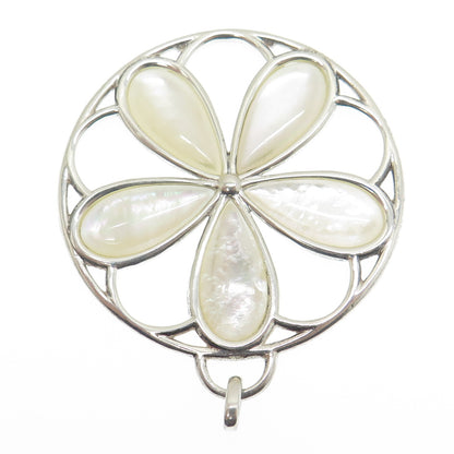 TIFFANY & CO. 925 Sterling Silver Vintage Italy MOP Floral Pendant