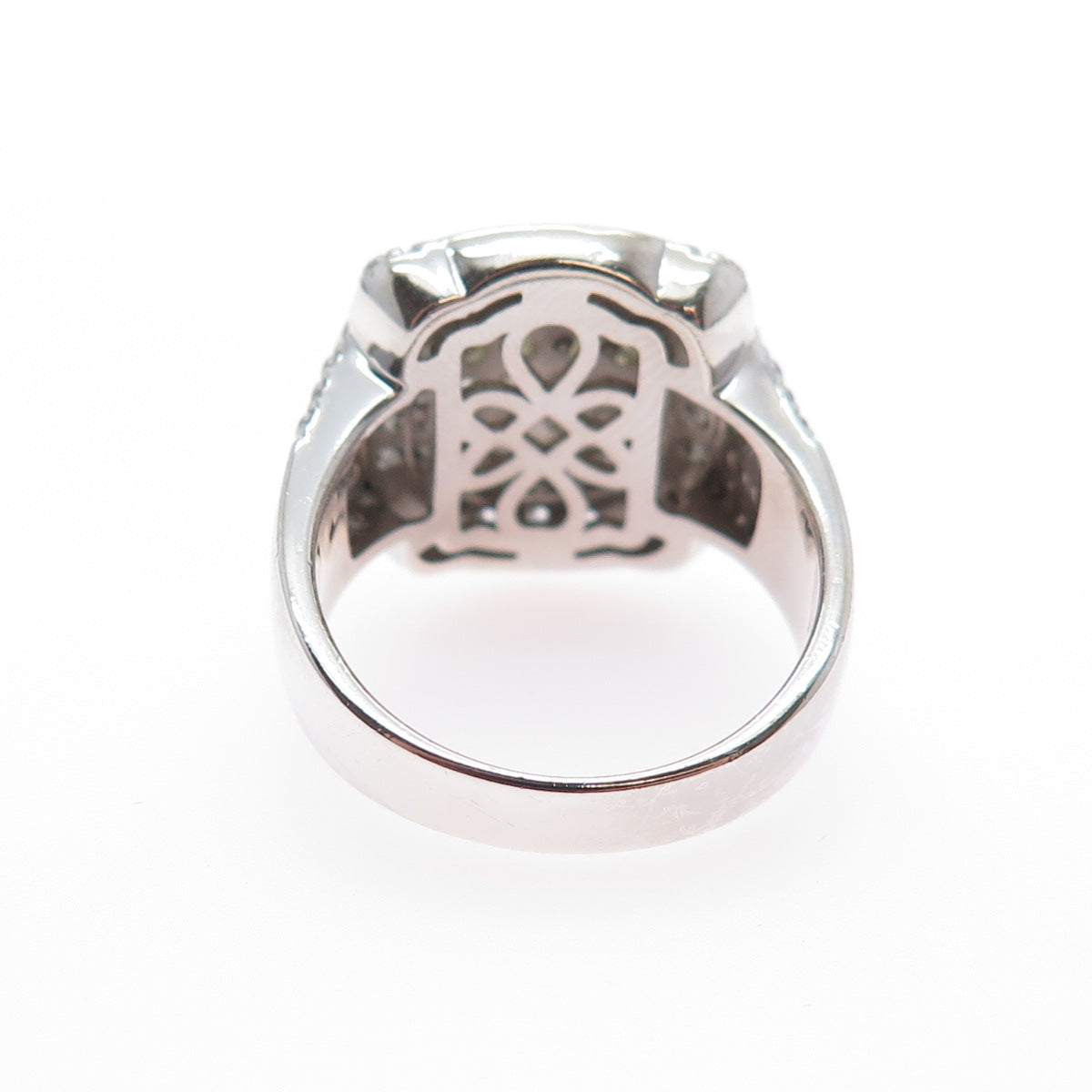 925 Sterling Silver 2-Tone Round-Cut Canary & White C Z Ring Size 7