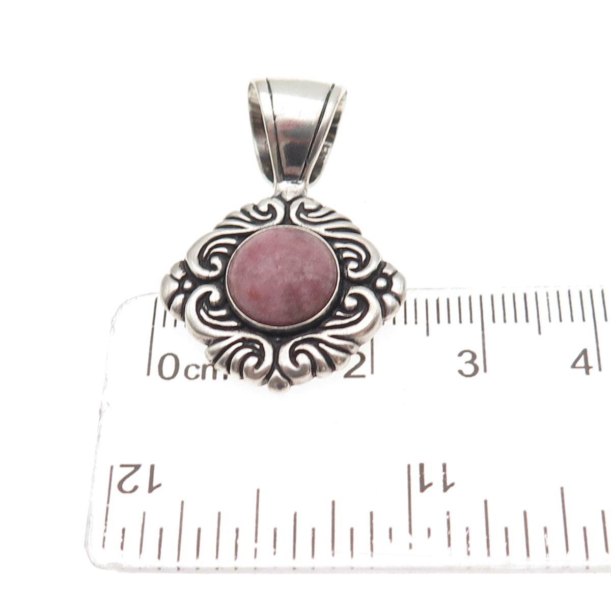 Carolyn Pollack 925 Sterling Silver Vintage Real Rhodonite Floral Charm Pendant