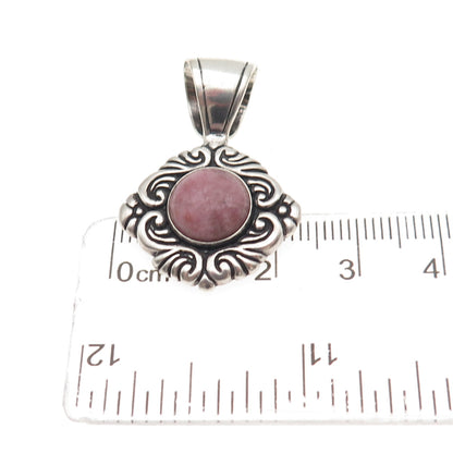 Carolyn Pollack 925 Sterling Silver Vintage Real Rhodonite Floral Charm Pendant