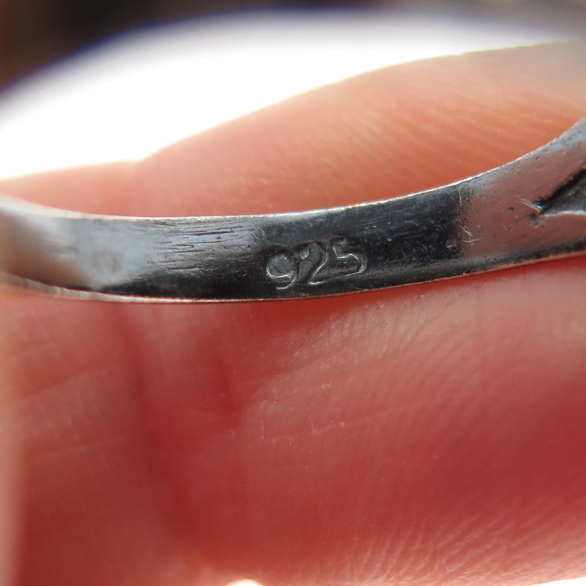 925 Sterling Silver Vintage Real Black Onyx Crescent Oxidized Ring Size 8.75