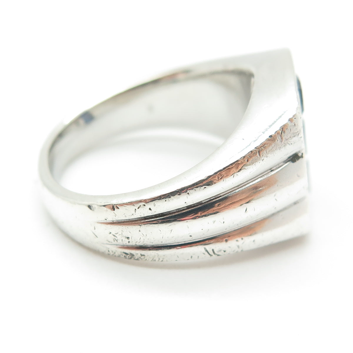 925 Sterling Silver Princess-Cut Lab-Created Sapphire White Topaz Ring Size 10.5