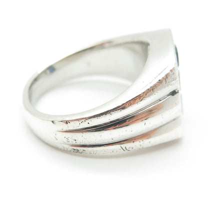 925 Sterling Silver Princess-Cut Lab-Created Sapphire White Topaz Ring Size 10.5