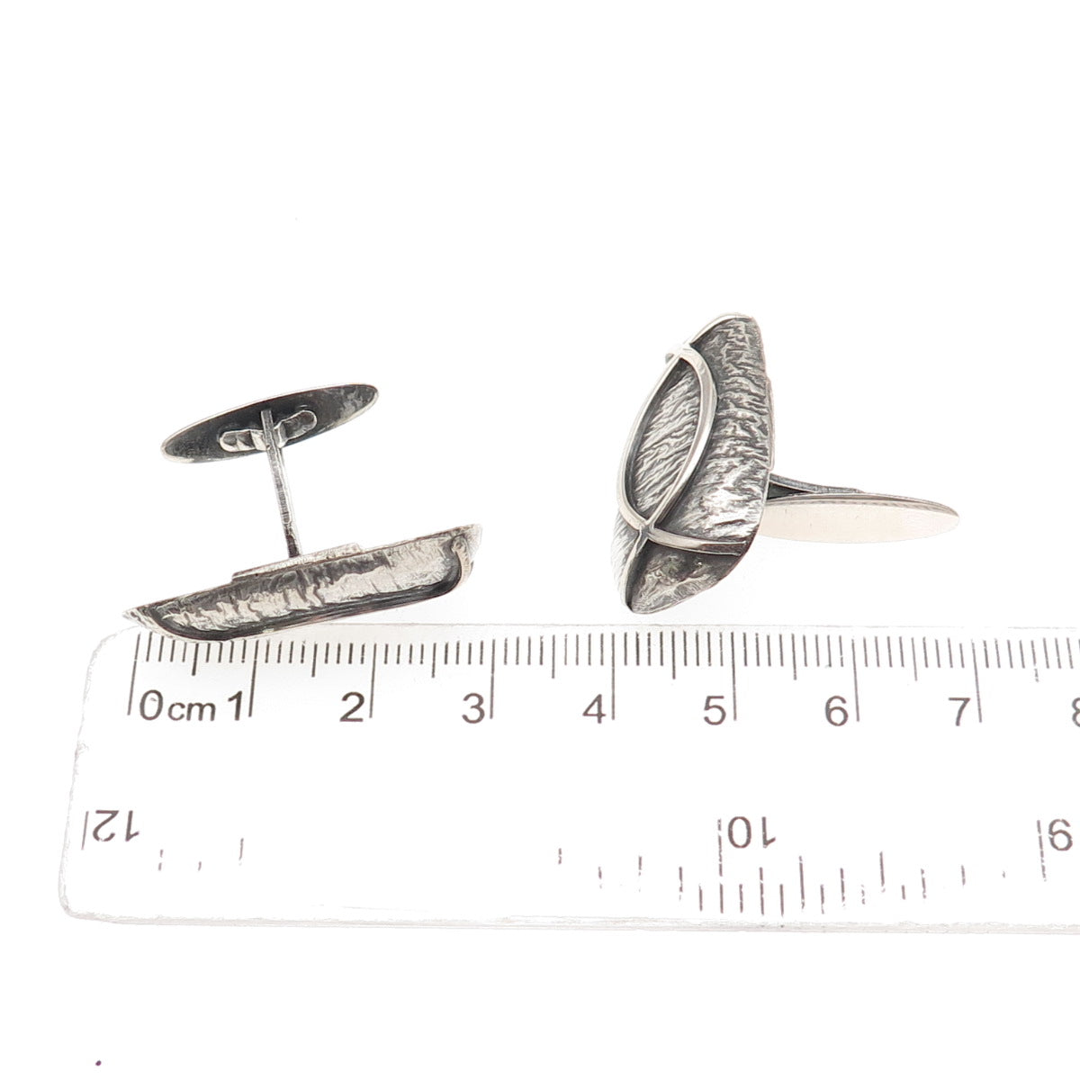 Orno 800 Silver Vintage Poland Modernist Oxidized Cufflinks