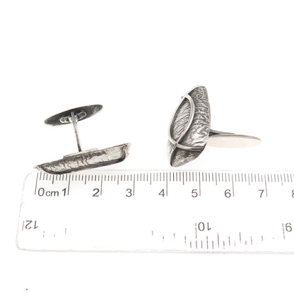 Orno 800 Silver Vintage Poland Modernist Oxidized Cufflinks