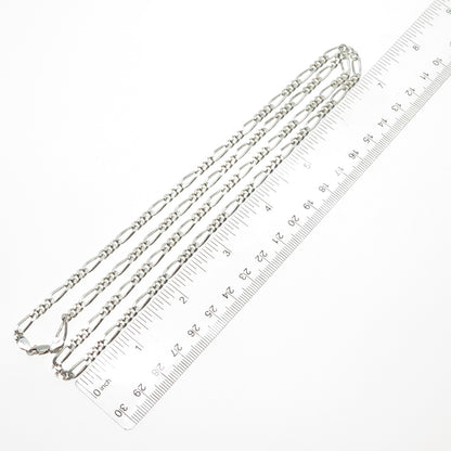 925 Sterling Silver Vintage Italy Figaro Chain Necklace 30"