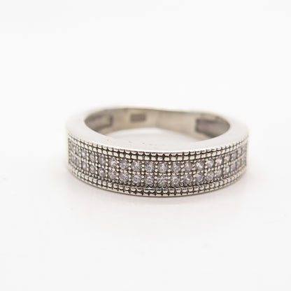 925 Sterling Silver Pave C Z Ring Size 6