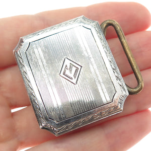 DUNN BROS 925 Sterling Silver Antique Art Deco Letter M Monogram Belt Buckle