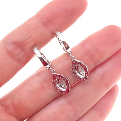 Dee Berkle 925 Sterling Silver Marquise & Round-Cut C Z Dangle Earrings