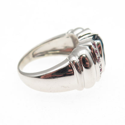 Ross Simons 925 Sterling Silver Real London Blue Topaz & Ruby Ring Size 6.75