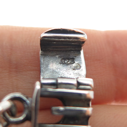 925 Sterling Silver Vintage Baby Charms Oxidized Link Bracelet 6.75"