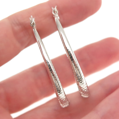925 Sterling Silver Vintage Diamond-Cut Hoop Earrings