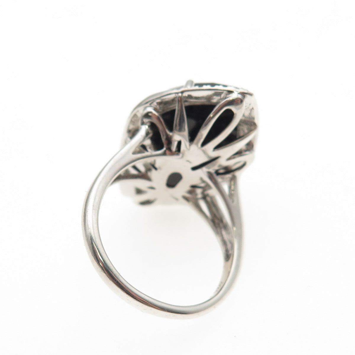 ALWAND VAHAN 925 Sterling Silver Real White Diamond & Black Spinel Ring Size 7
