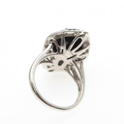 ALWAND VAHAN 925 Sterling Silver Real White Diamond & Black Spinel Ring Size 7