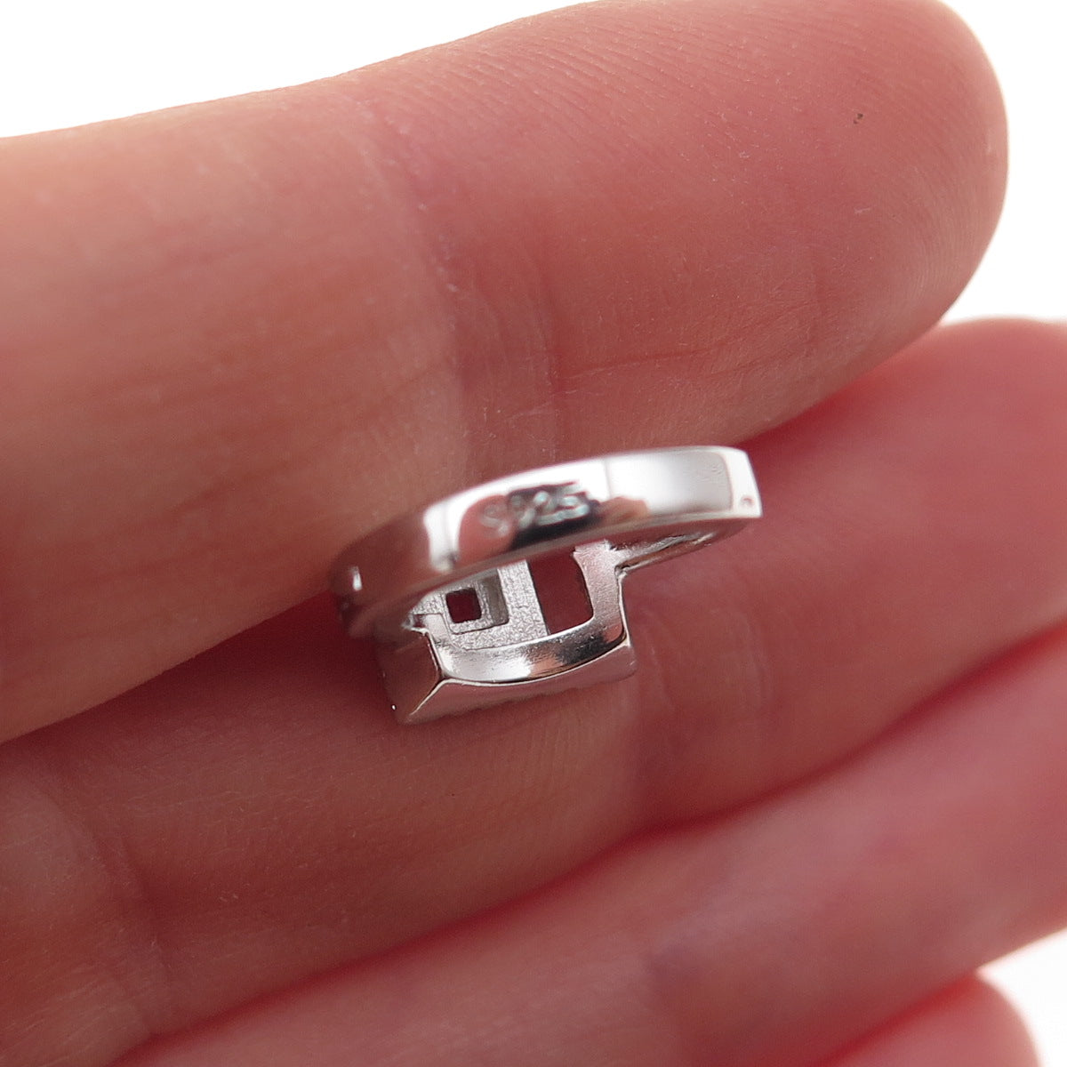 925 Sterling Silver Pink & White C Z Hoop Earrings