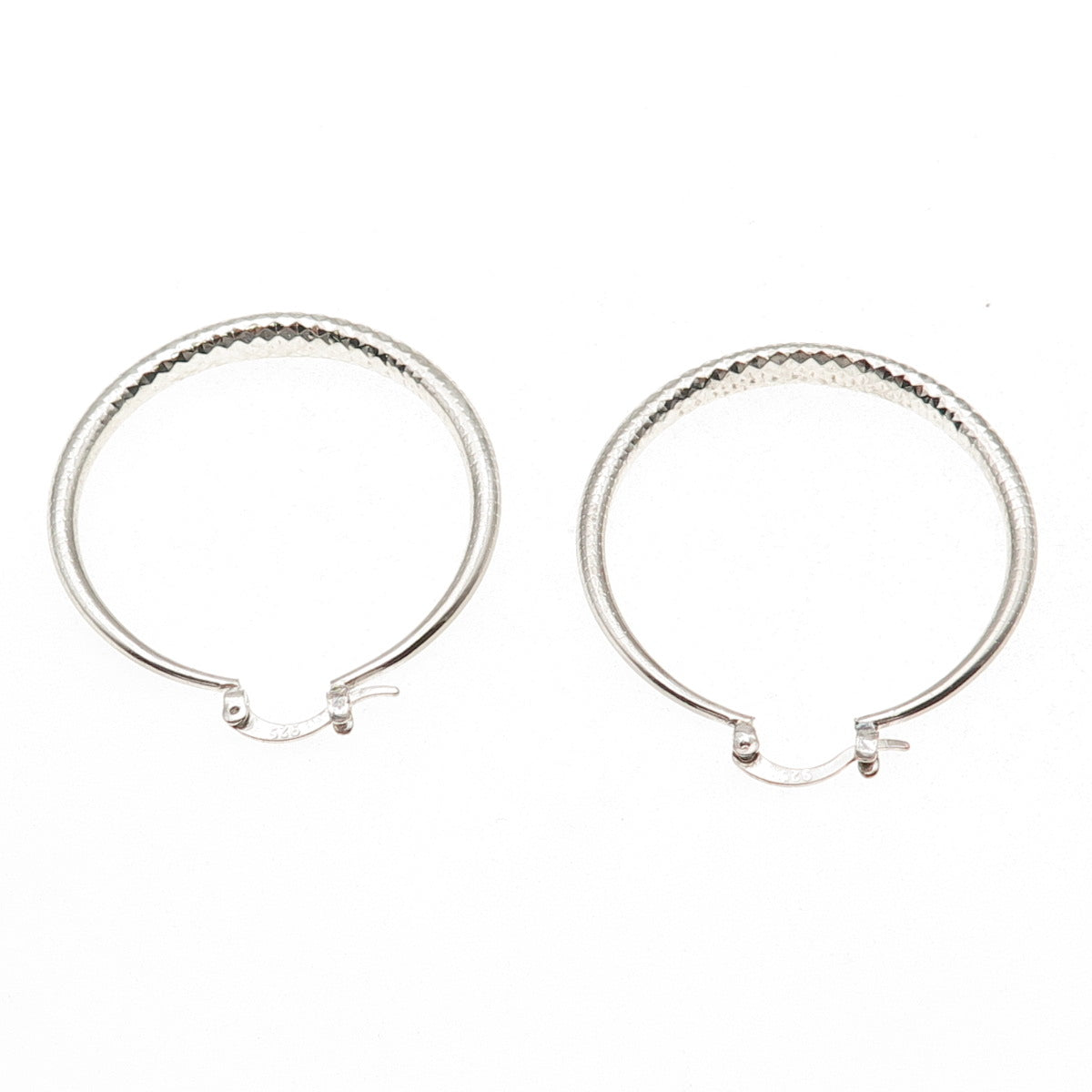 925 Sterling Silver Vintage Diamond-Cut Hoop Earrings