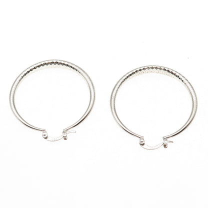 925 Sterling Silver Vintage Diamond-Cut Hoop Earrings