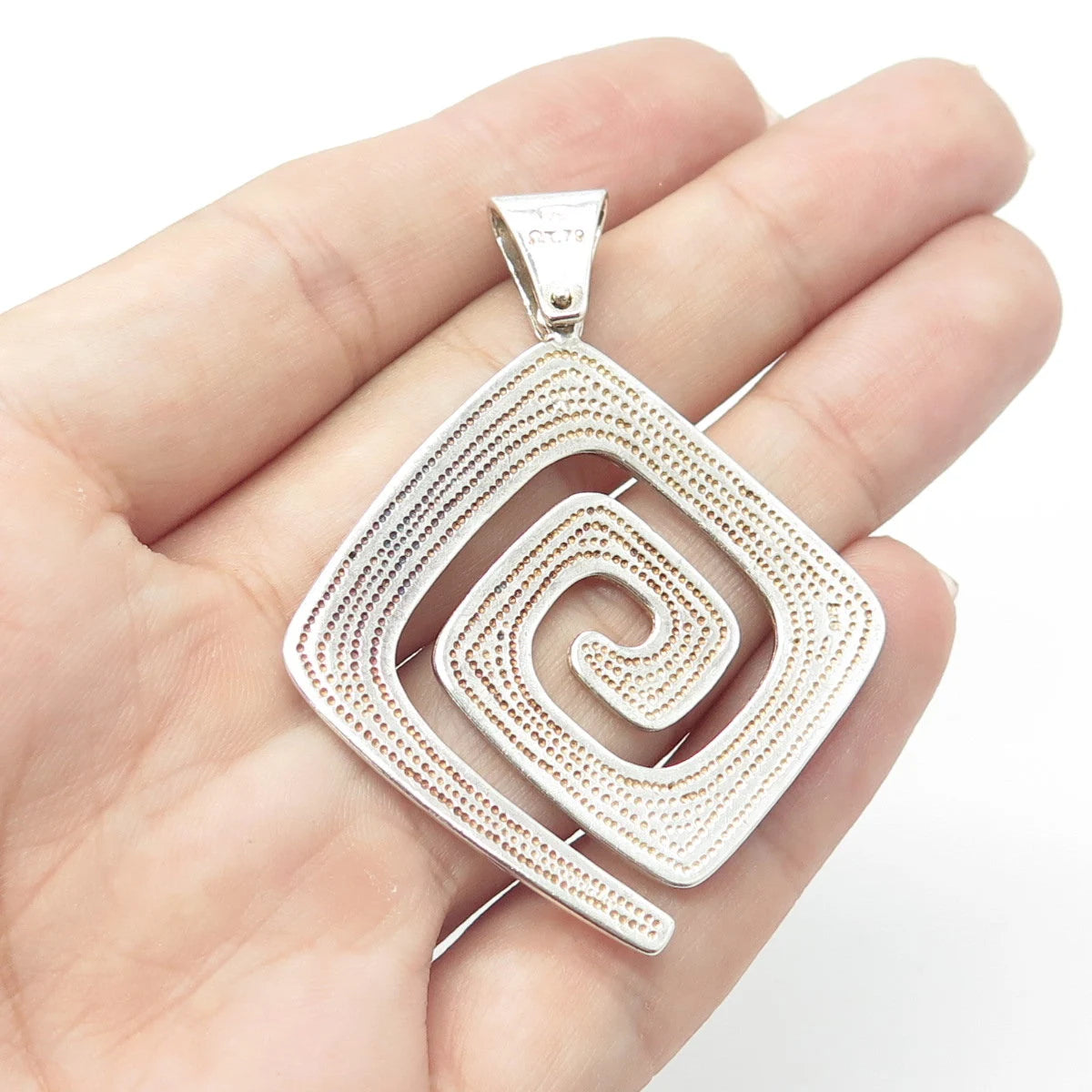 925 Sterling Silver Vintage 1979 Omega Tau Spiral Pendant