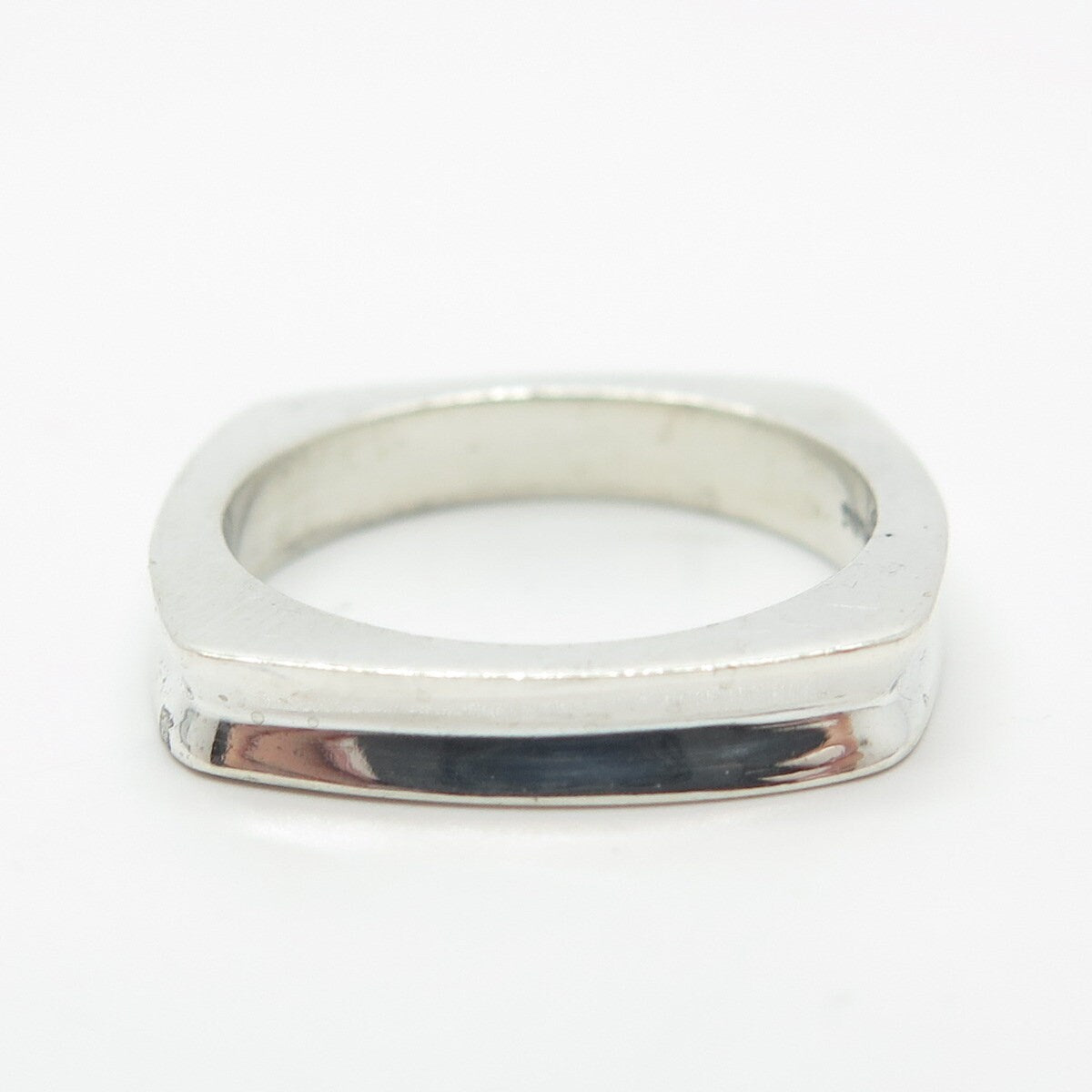 925 Sterling Silver Vintage Concave Square Ring Size 6.25