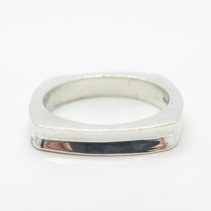 925 Sterling Silver Vintage Concave Square Ring Size 6.25