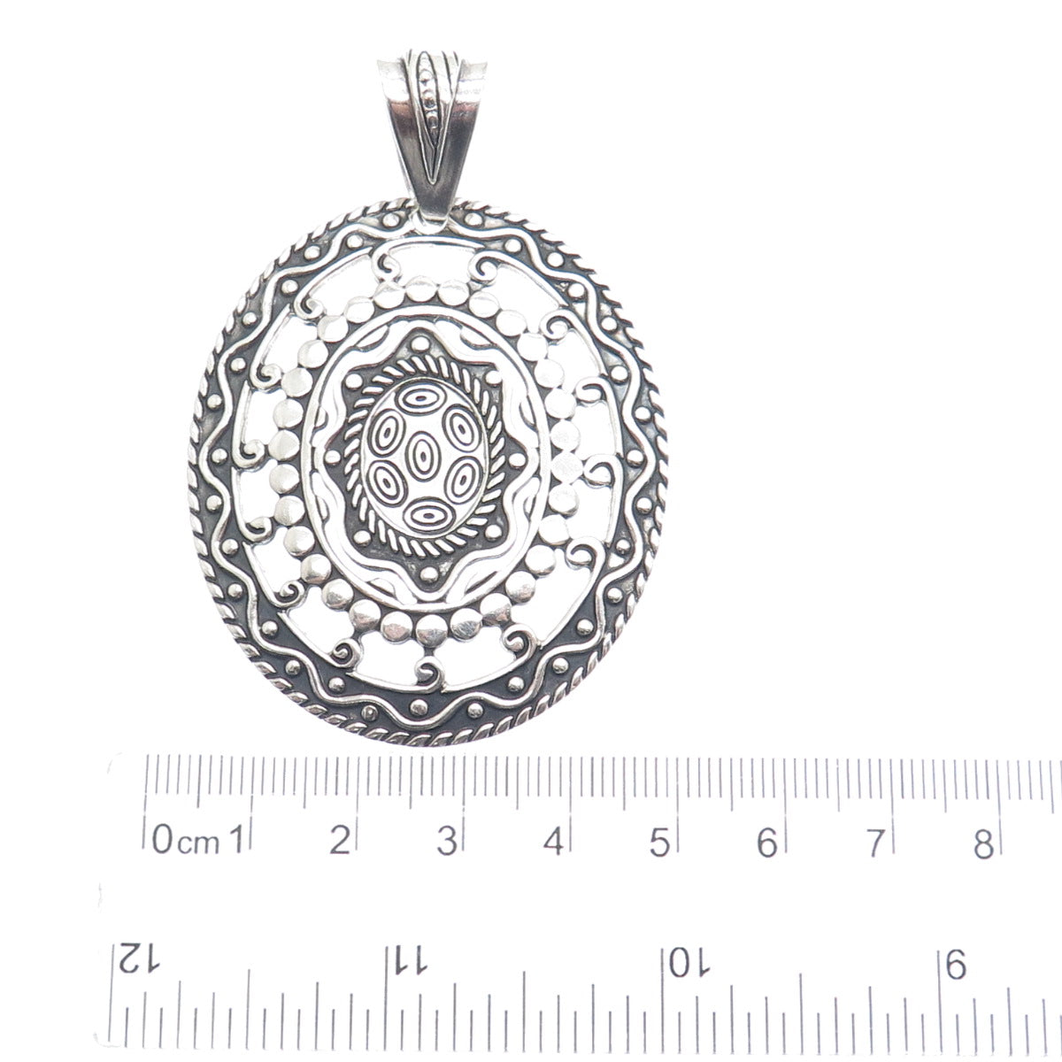 925 Sterling Silver Vintage Mexico Modernist Oxidized Pendant