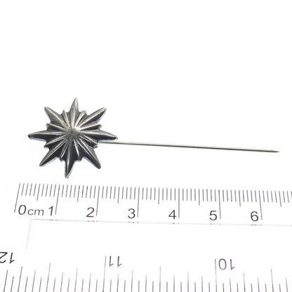 925 Sterling Silver Vintage Christmas Star of Bethlehem Oxidized Lapel Pin