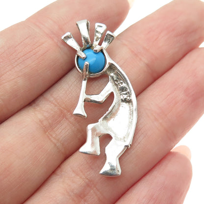 JESSIE CLAW Navajo 925 Sterling Vintage Southwestern Turquoise Kokopelli Pendant