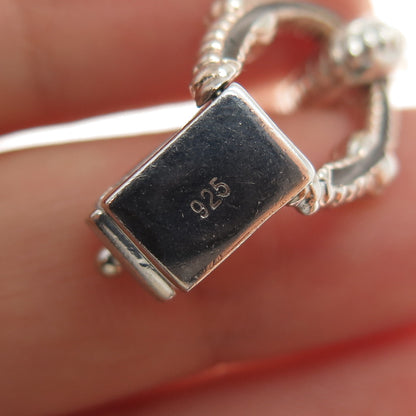 925 Sterling Silver 2-Tone Vintage Round-Cut C Z Panel Link Bracelet 6.75"