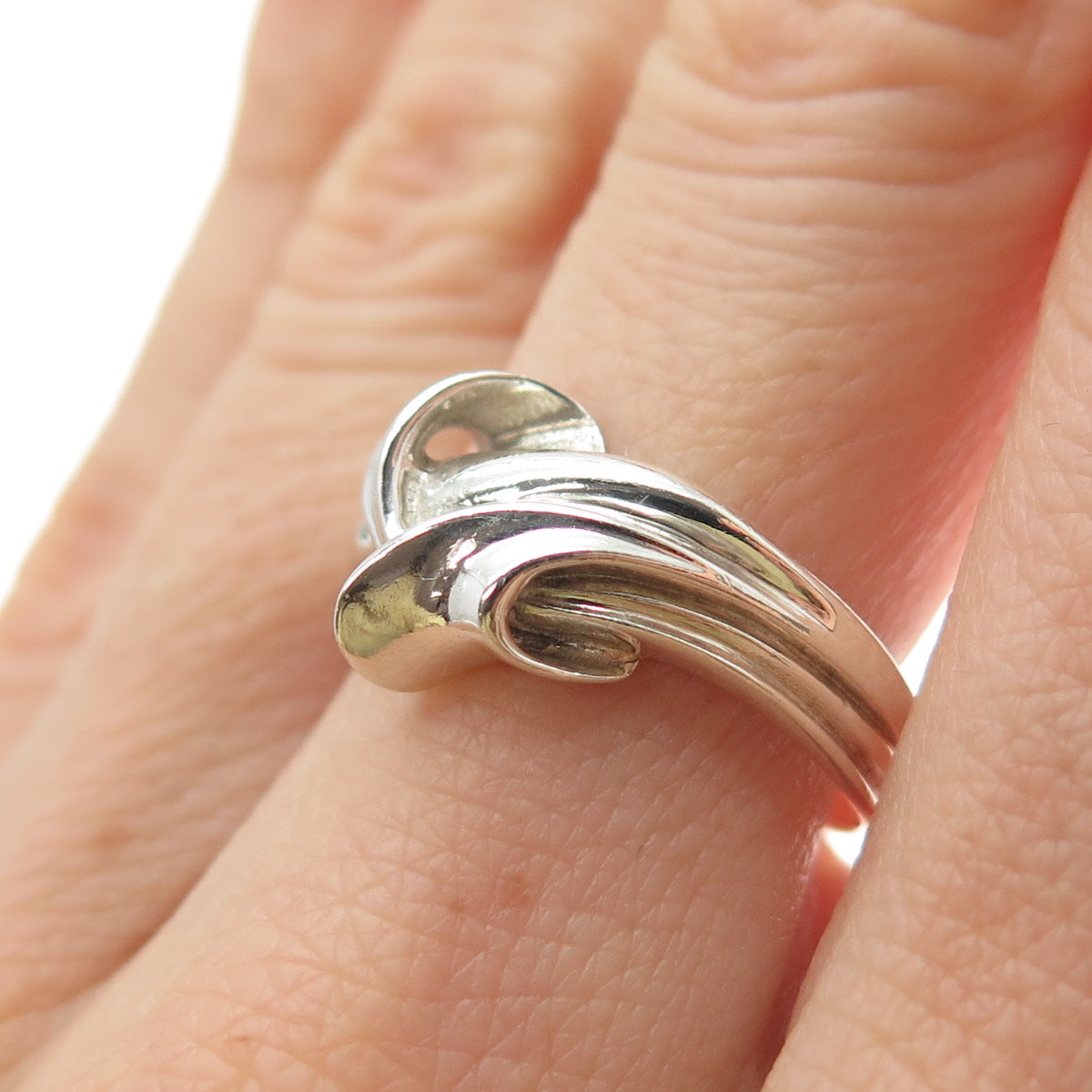 925 Sterling Silver Vintage Modernist Ring Size 6.75