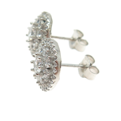 925 Sterling Silver Round-Cut Shaped C Z Stud Earrings