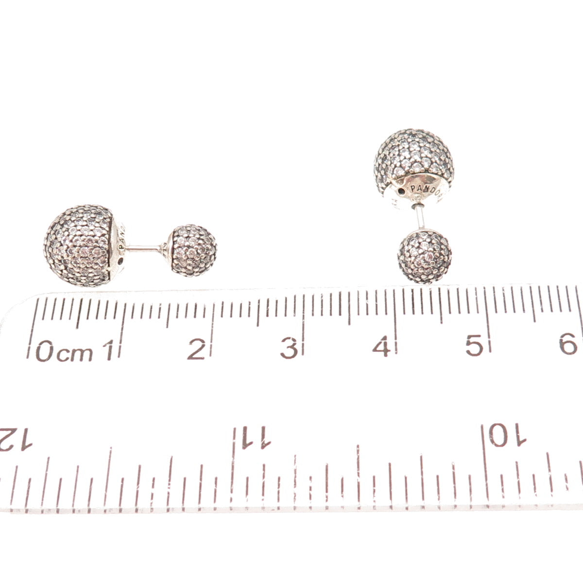 Pandora 925 Sterling Silver Round-Cut C Z Ball Stud Earrings