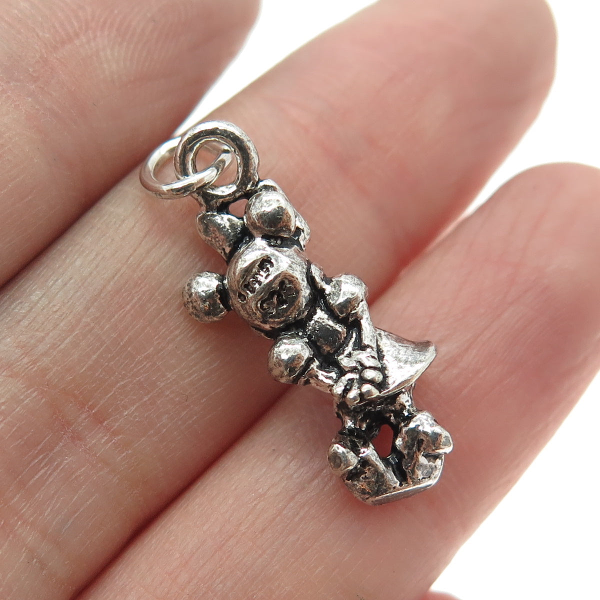 DISNEY 925 Sterling Silver Vintage Minnie Mouse 3D Charm Pendant