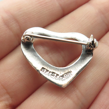 925 Sterling Silver Vintage Mexico Open Heart Pin Brooch