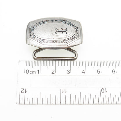 HICKOK Sterling Silver & Bronze Antique Art Deco Letter F Oxidized Belt Buckle