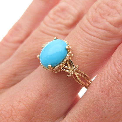 Chuck Clemency 925 Sterling Silver Gold Plated Real Turquoise Ring Size 8.25