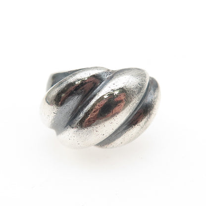 925 Sterling Silver Vintage Modernist Dome Oxidized Ring Size 6.75