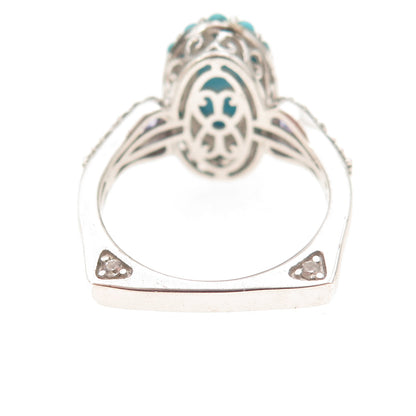 Chuck Clemency 925 Sterling Silver Real Turquoise Tanzanite Topaz Ring Size 8.25