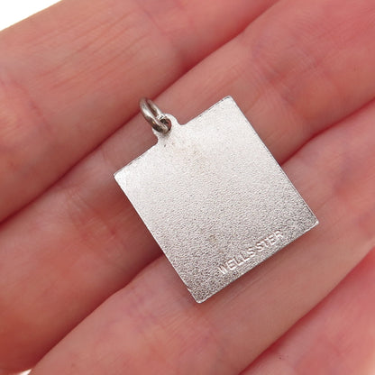 Wells 925 Sterling Silver Vintage Enamel Merry Christmas Charm Pendant