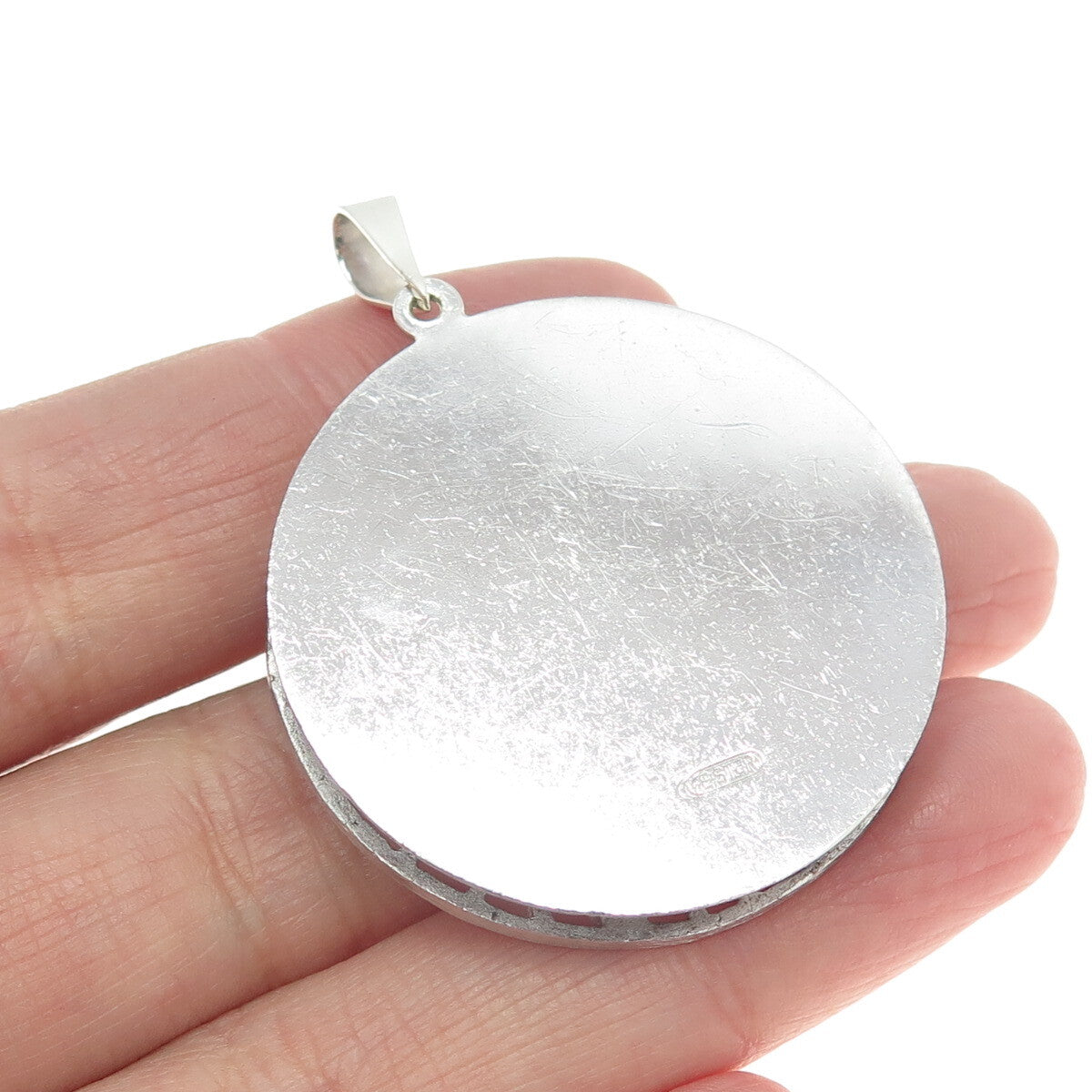 925 Sterling Silver Vintage Real Pearl "Happy Birthday" Floral Pendant