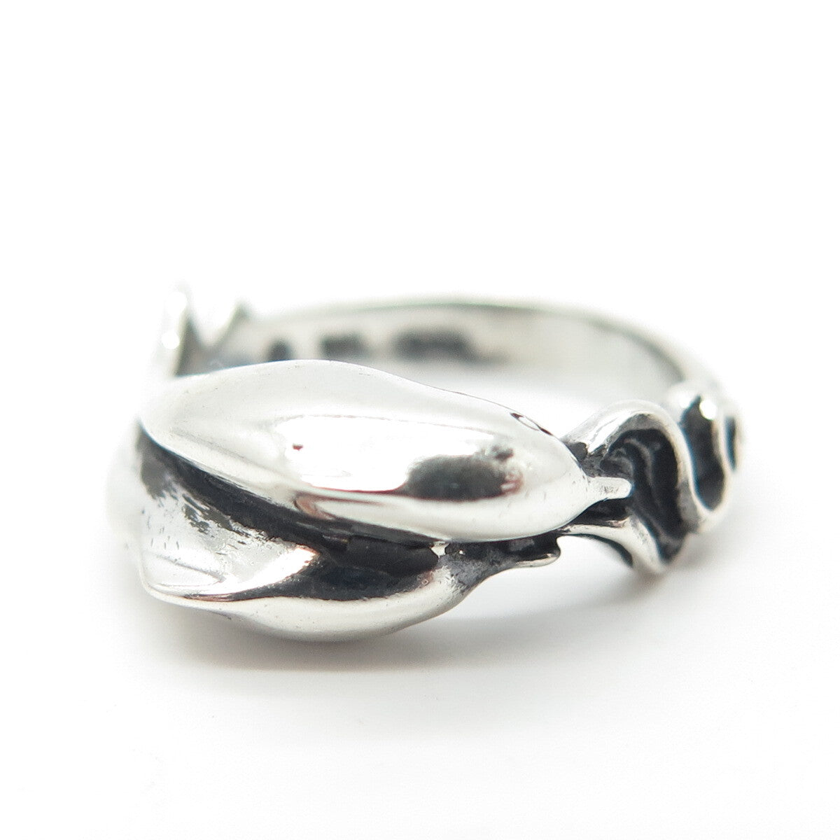 925 Sterling Silver Vintage Friendly Dolphin Ring Size 5