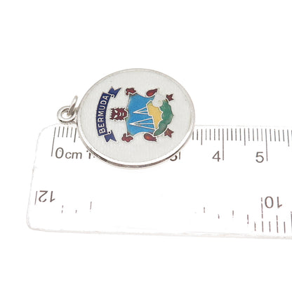 Breadner Co. 925 Sterling Silver Vintage Enamel Bermuda Coat of Arms Pendant