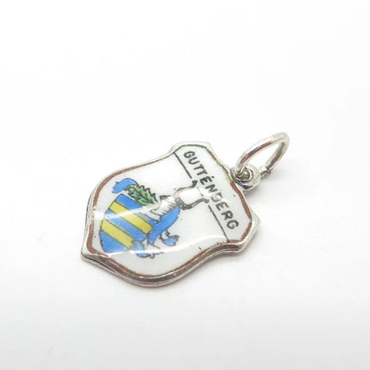 800 Silver Vintage EHJ Germany Enamel Guttenberg Coat of Arms Charm Pendant