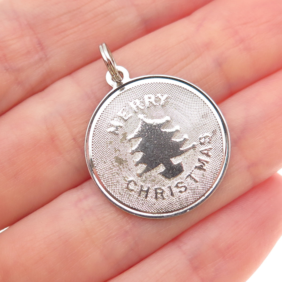 Town & Country 925 Sterling Silver Vintage Merry Christmas Tree Charm Pendant