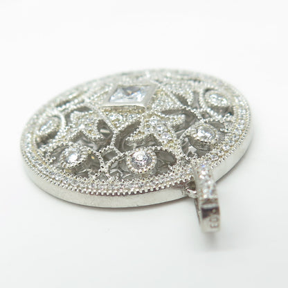 925 Sterling Silver Pave C Z Ornate Pendant