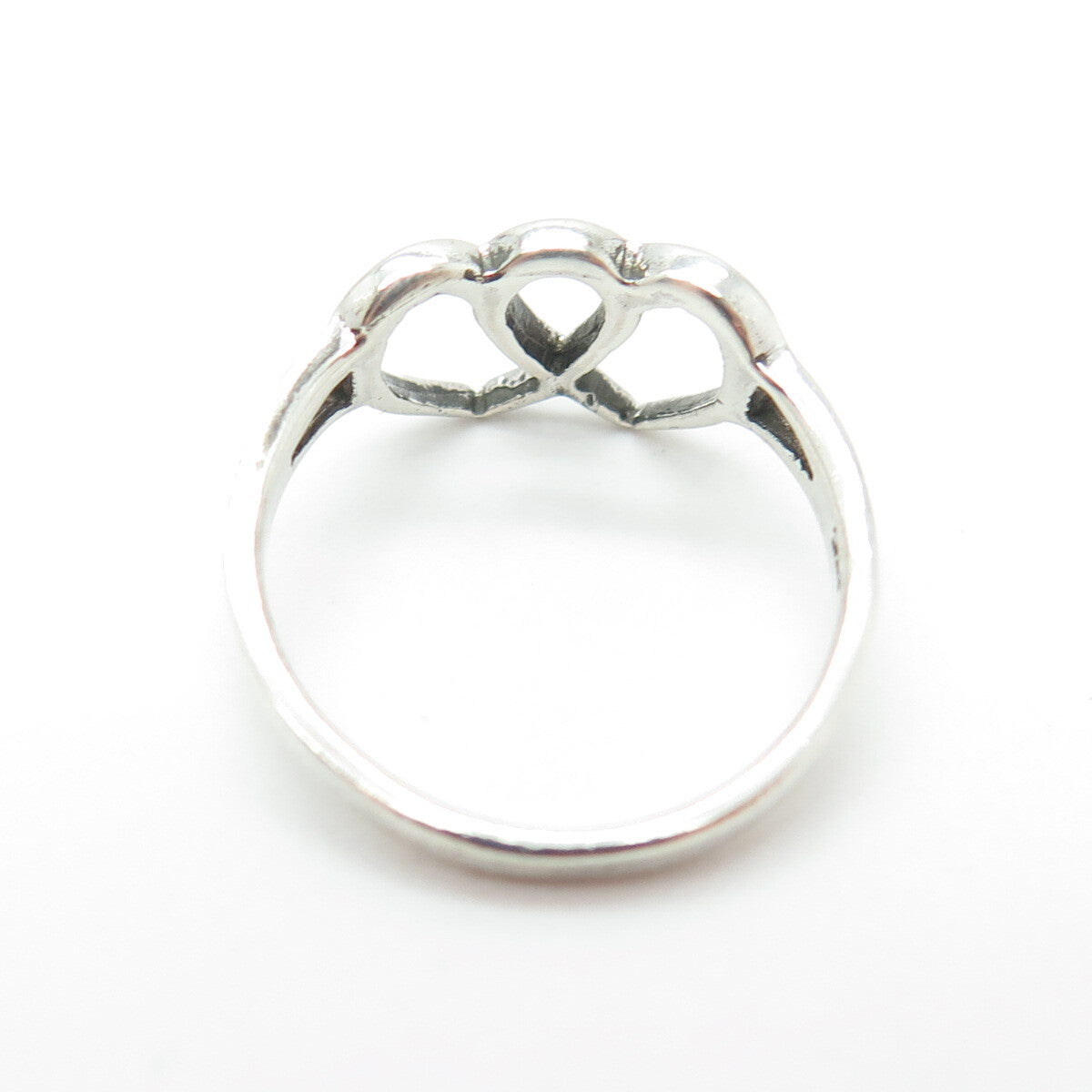 925 Sterling Silver Vintage Couple of Open Hearts Ring Size 5.5