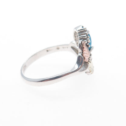 COLEMAN CO. 925 Sterling 12K Rose Yellow Gold Vintage Real Turquoise Ring Size 9