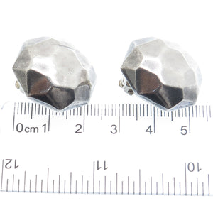 BARRA 925 Sterling Silver Vintage Hammered Modernist Clip On Earrings